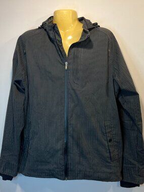 Lululemon Men’s Charcoal Pinstripe Hooded Technical Jacket - Size XL